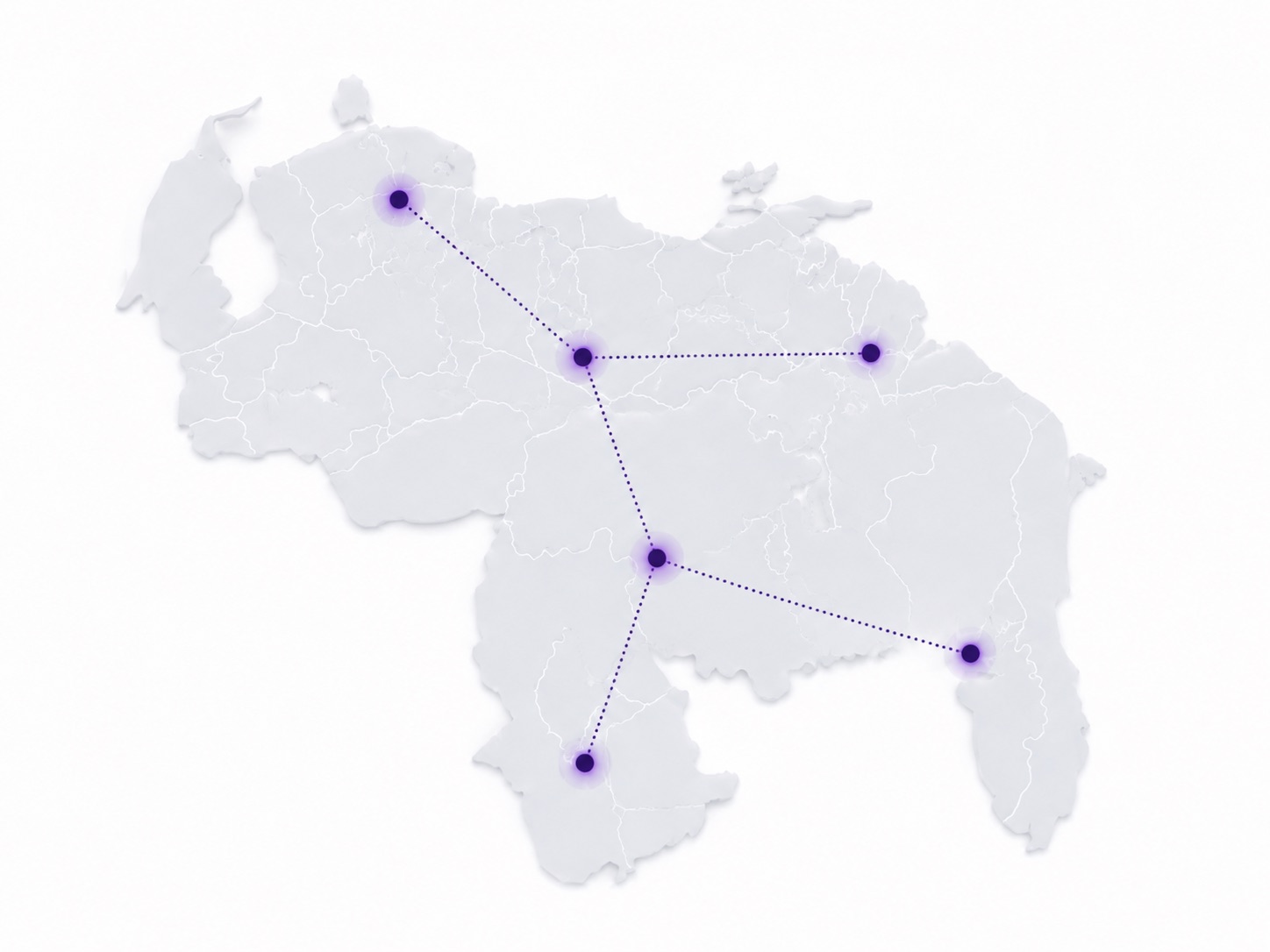 Mapa de Venezuela con la red de cobertura nacional de Grupo Fitcore